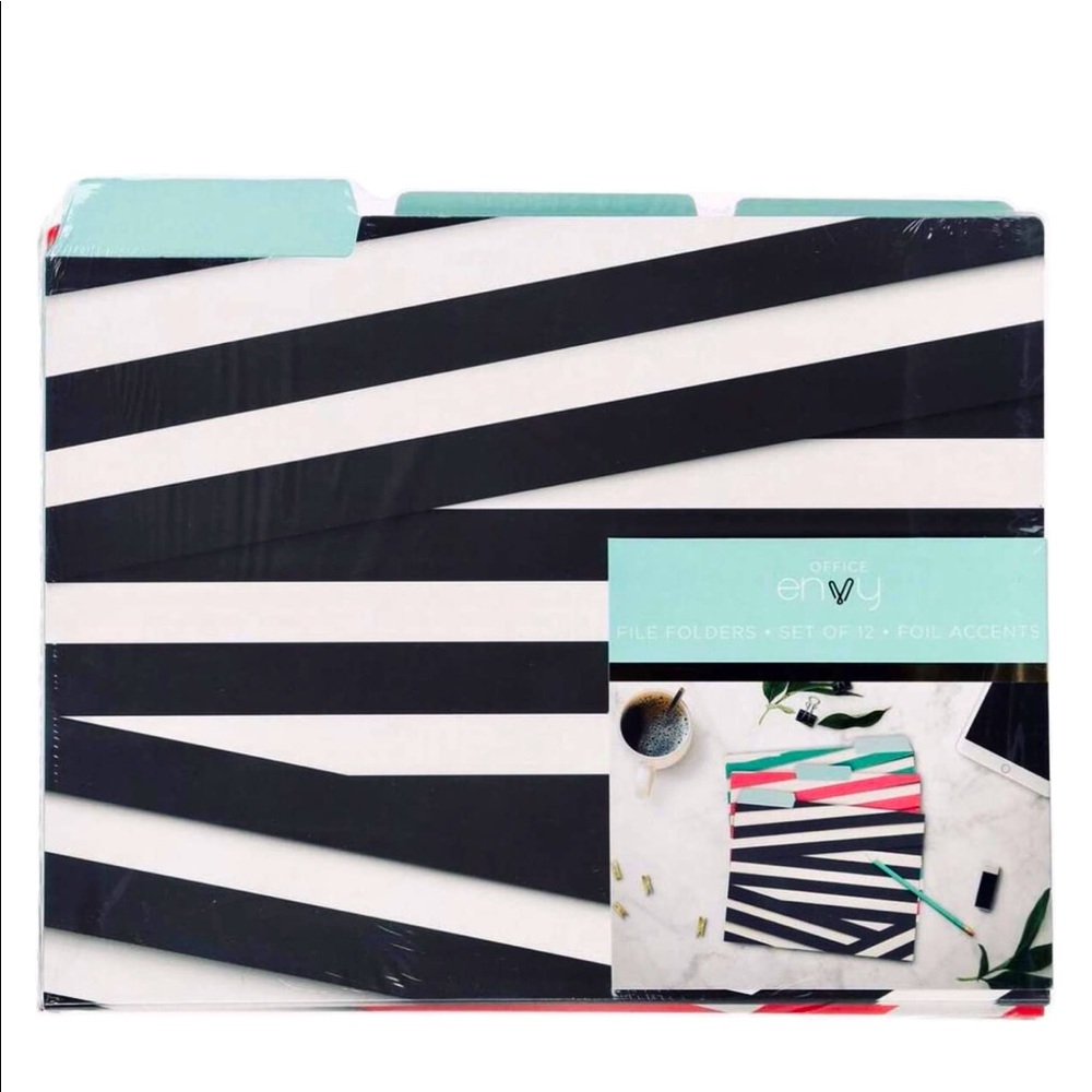 Argento Envy Stripes Top Tap File Folders, 12-ct